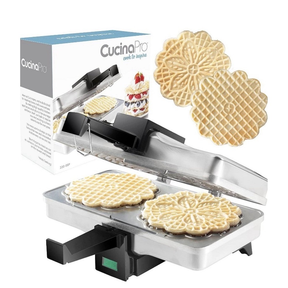 Pizzelle Maker- Polished Electric Holiday Baker Press Makes Two 5-Inch Cookie...